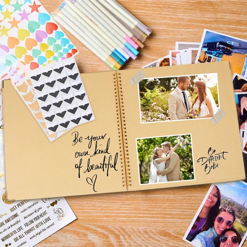 Joyberg Scrapbook 80 Pages, Scrapbooking Supplies 11 x 11 In, Scrapbook Album Suitable for Album Memory Book Wedding, Anniversary Family, DIY Craft Projects (Brown) - Image 2
